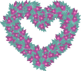 heart made of purple flowers. isolated element
