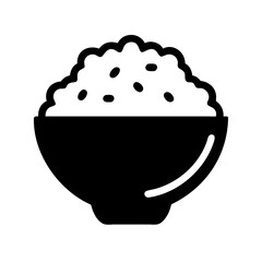rice bowl icon, rice bowl silhouette vector illustration-simple silhouette illustration of rice bowl, perfect for rice bowl logos and icons