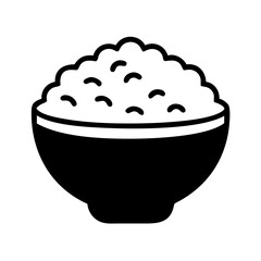 rice bowl icon, rice bowl silhouette vector illustration-simple silhouette illustration of rice bowl, perfect for rice bowl logos and icons