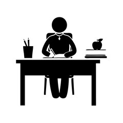 teacher s desk icon, teacher s desk silhouette vector illustration-simple silhouette illustration of teacher s desk, perfect for teacher s desk logos and icons