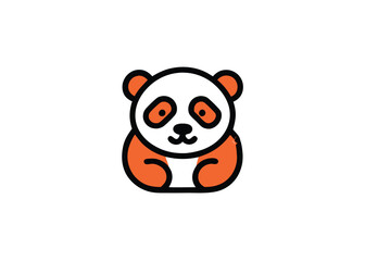 Panda bear silhouette Logo design template. Funny Lazy animal Logo type minimalist logo, Icon, element vector illustration