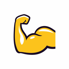 Flexed Biceps Arm Vector Illustration – Strong Muscular Hand in Cartoon Style.