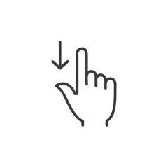 Swipe down gesture icon for mobile app tutorials, touch interface instructions, scrolling indicators, pull-to-refresh features and user experience design