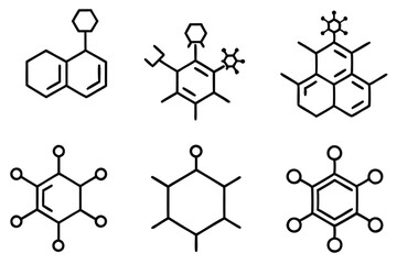 Fototapeta premium Chemical reaction process in science line art design