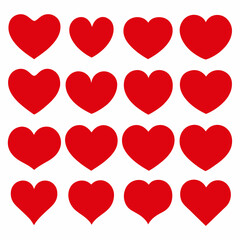 Romantic Abstract Love Hearts Symbols in Various Shapes for Valentine's Day.