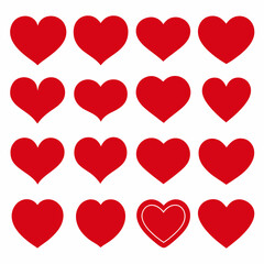 Romantic Abstract Love Hearts Symbols in Various Shapes for Valentine's Day.
