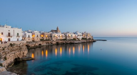 Fototapeta premium Panoramic waterfront cityscape reflection