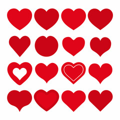 Romantic Abstract Love Hearts Symbols in Various Shapes for Valentine's Day.