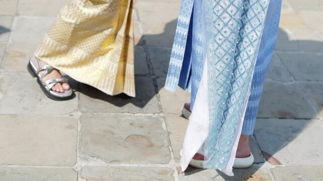 Skirts of festive asian dress.