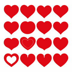 Romantic Abstract Love Hearts Symbols in Various Shapes for Valentine's Day.