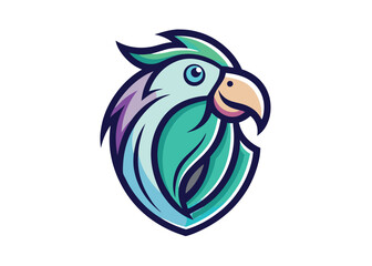 Parrot bird icon. Cute green parrot pet. Parrot gradient design vector cartoon illustration