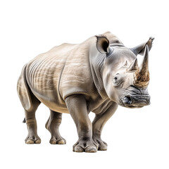 Obraz premium a rhinoceros isolated on white background, perfect for educational or wildlife-themed projects.