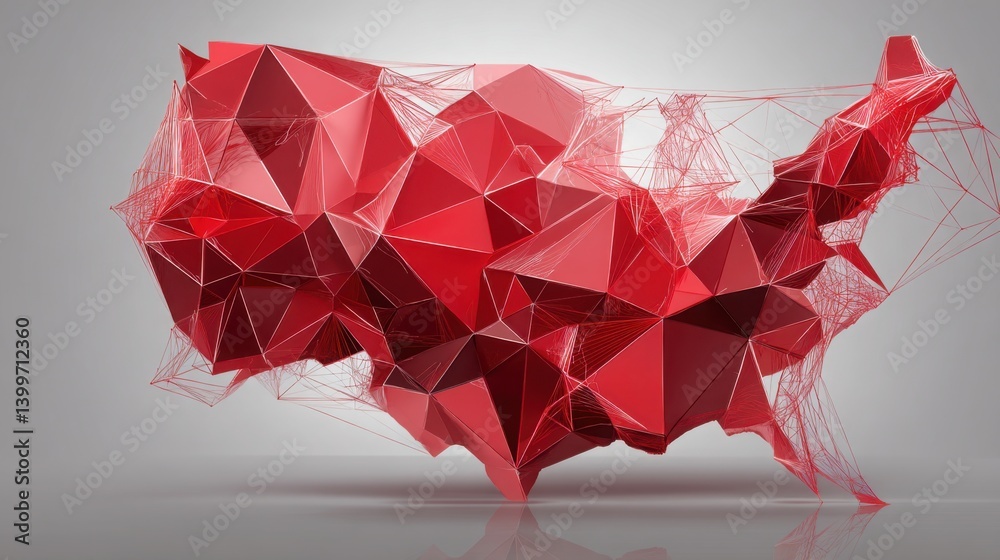 Poster vibrant abstract red poly shape creating an intriguing visual experience against a soft background o