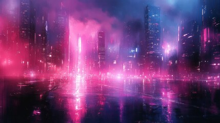 Obraz premium Neon Cityscape: A Futuristic Nightscape
