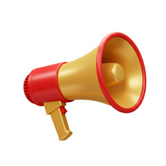 Red and Gold Megaphone on Transparent Background