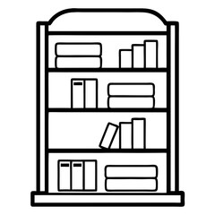 Bookcase Coloring Book Page Line Art Drawing