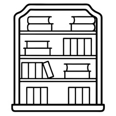 Bookcase Coloring Book Page Line Art Drawing