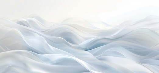 Obraz premium Wallpaper, wave and fabric with art background for banner with lines, white color and material texture. Creative poster, flow pattern and abstract cloth with satin textile, artistic ripple and swirl