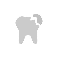 broken tooth icon, simple flat style, illustration, logo sign symbol pictogram template, for ui or ux isolated on white for mobile app, editable