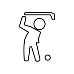 golfing person icon, simple flat style, illustration, logo sign symbol pictogram template, for ui or ux isolated on white for mobile app, editable