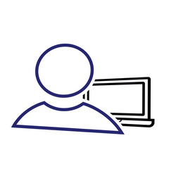 technology icon. people and laptops. utilization of artificial intelligence-based software technology in the form of online meetings. Line design style