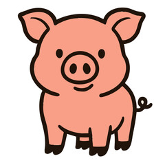 A cute happy pink pig