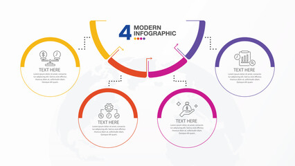 Infographic half circle 4 step.
