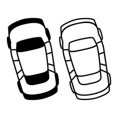 car icon from above, simple flat style, illustration, logo sign symbol pictogram template, for ui or ux isolated on white for mobile app, editable