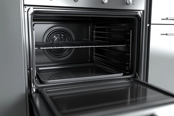 Obraz premium Empty open electric oven with hot air ventilation. New oven