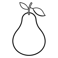 Glossy Pear Outline Coloring Book Page Line Art