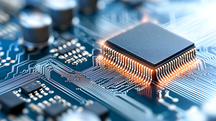 High-tech innovation event featuring microchip developments technology lab image content digital environment close-up view empowering future