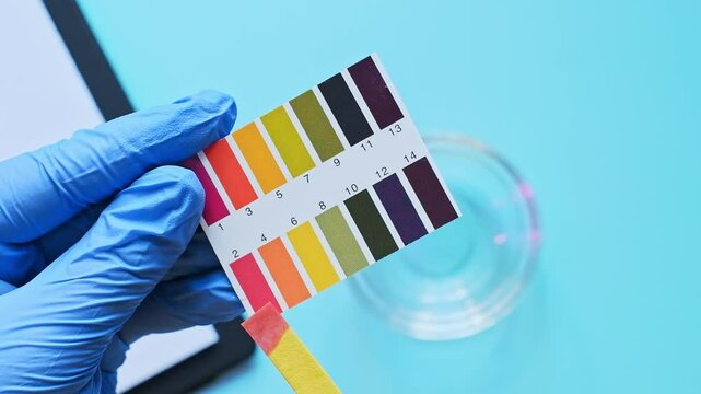 Analyzing ph levels with test strips in laboratory setting for accurate results