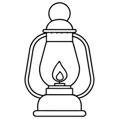 Obraz premium Kerosene Light Outline Coloring Book Page Line Art