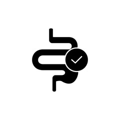 intestine icon with check mark, simple flat style, illustration, logo sign symbol pictogram template, for ui or ux isolated on white for mobile app, editable