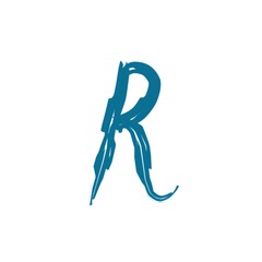 Blue hand painted letter r representing refreshing simplicity