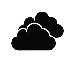 Fototapeta premium Two Black Clouds Isolated on Transparent Background Weather Icon Symbol Sign