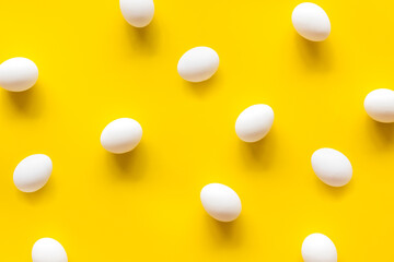 Chicken eggs pattern. Food or Easter background