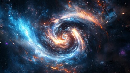 Magnificent spiral galaxy formation with cosmic dust and vibrant star clusters