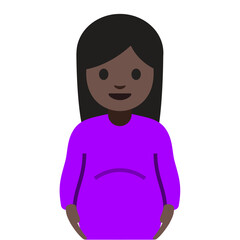 Pregnant Woman Emoji (Dark Skin Tone, Black Hair)

