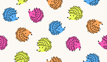 Cute hedgehog pattern background vector design