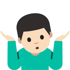 Person Shrugging Emoji (Light Skin Tone, Black Hair, Male)
