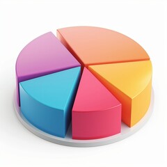 3d pie chart with gradient colors, minimal business theme, white background