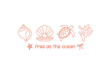 Fototapeta premium Free as the Ocean, Hand Drawn Summer SVG T Shirt Design