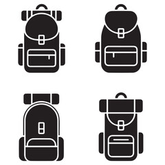 Backpack icon Vector Black silhouettes. with white background