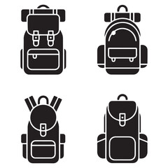 Backpack icon Vector Black silhouettes. with white background