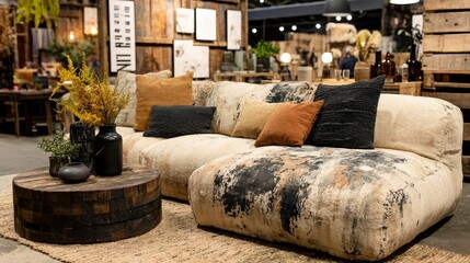 Modern Living Room Interior Design  Neutral Sofa  Cushions  Coffee Table