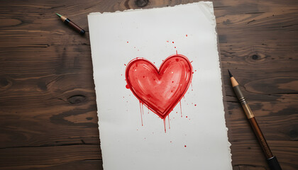 red heart on a wooden background
