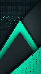 Abstract geometric design with teal accents on a dark background.  Layered shapes create a dynamic visual effect