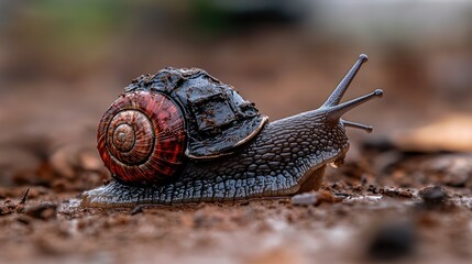 A snail in a tiny leather jacket, running a high-speed racing league for insects