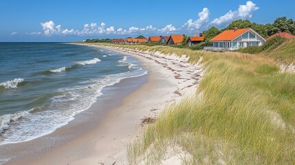 Picturesque Coastal Cottages on a Sunny Beach